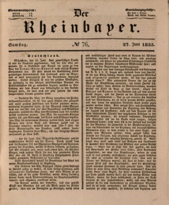 Der Rheinbayer Samstag 27. Juni 1835