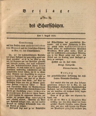 Der Scharfschütz Samstag 7. August 1830