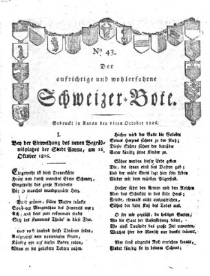 Der aufrichtige und wohlerfahrene Schweizer-Bote (Der Schweizer-Bote) Freitag 24. Oktober 1806