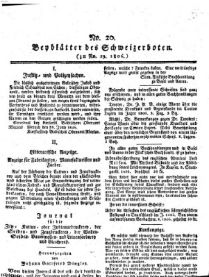 Der aufrichtige und wohlerfahrene Schweizer-Bote (Der Schweizer-Bote) Freitag 18. Juli 1806