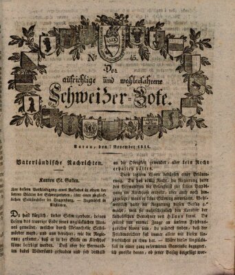 Der aufrichtige und wohlerfahrene Schweizer-Bote (Der Schweizer-Bote) Donnerstag 7. November 1811