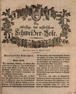 Der aufrichtige und wohlerfahrene Schweizer-Bote (Der Schweizer-Bote) Donnerstag 13. April 1815