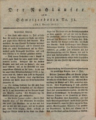 Der aufrichtige und wohlerfahrene Schweizer-Bote (Der Schweizer-Bote) Donnerstag 3. August 1815