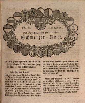 Der aufrichtige und wohlerfahrene Schweizer-Bote (Der Schweizer-Bote) Donnerstag 18. April 1816