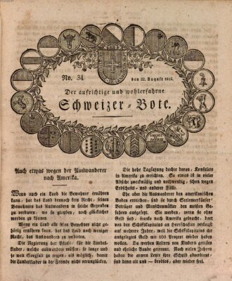 Der aufrichtige und wohlerfahrene Schweizer-Bote (Der Schweizer-Bote) Donnerstag 22. August 1816