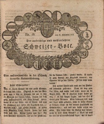 Der aufrichtige und wohlerfahrene Schweizer-Bote (Der Schweizer-Bote) Donnerstag 28. November 1816