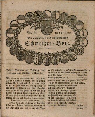 Der aufrichtige und wohlerfahrene Schweizer-Bote (Der Schweizer-Bote) Donnerstag 2. April 1818