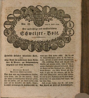 Der aufrichtige und wohlerfahrene Schweizer-Bote (Der Schweizer-Bote) Donnerstag 16. Juli 1818