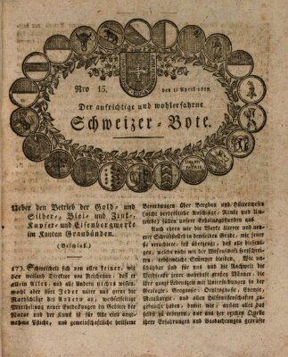 Der aufrichtige und wohlerfahrene Schweizer-Bote (Der Schweizer-Bote) Donnerstag 15. April 1819