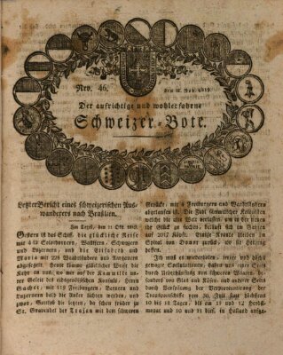 Der aufrichtige und wohlerfahrene Schweizer-Bote (Der Schweizer-Bote) Donnerstag 18. November 1819