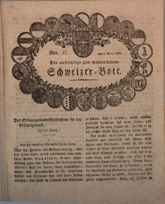 Der aufrichtige und wohlerfahrene Schweizer-Bote (Der Schweizer-Bote) Donnerstag 9. November 1820