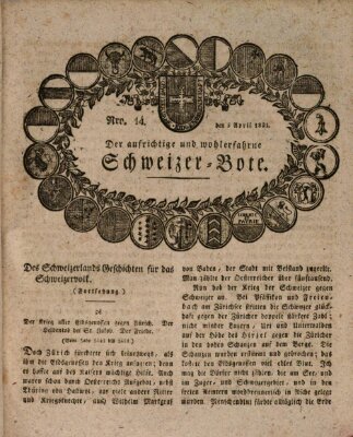 Der aufrichtige und wohlerfahrene Schweizer-Bote (Der Schweizer-Bote) Donnerstag 5. April 1821