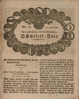 Der aufrichtige und wohlerfahrene Schweizer-Bote (Der Schweizer-Bote) Donnerstag 12. Juli 1821