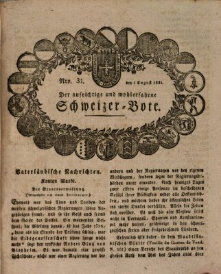 Der aufrichtige und wohlerfahrene Schweizer-Bote (Der Schweizer-Bote) Donnerstag 2. August 1821