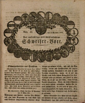 Der aufrichtige und wohlerfahrene Schweizer-Bote (Der Schweizer-Bote) Donnerstag 18. Oktober 1821