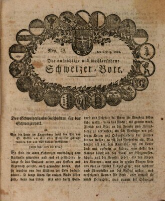 Der aufrichtige und wohlerfahrene Schweizer-Bote (Der Schweizer-Bote) Donnerstag 6. Dezember 1821