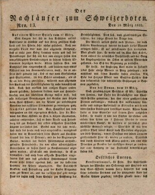 Der aufrichtige und wohlerfahrene Schweizer-Bote (Der Schweizer-Bote) Donnerstag 28. März 1822