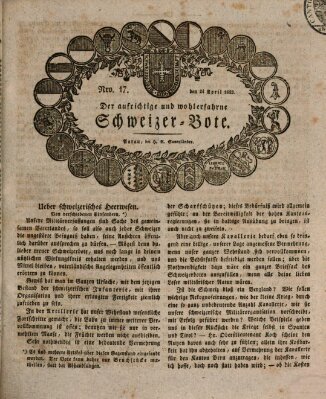 Der aufrichtige und wohlerfahrene Schweizer-Bote (Der Schweizer-Bote) Donnerstag 24. April 1823