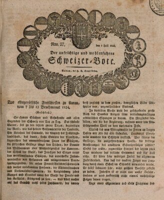 Der aufrichtige und wohlerfahrene Schweizer-Bote (Der Schweizer-Bote) Donnerstag 1. Juli 1824