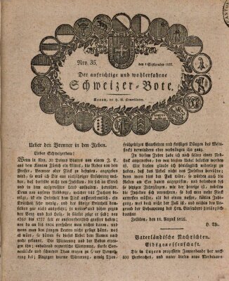 Der aufrichtige und wohlerfahrene Schweizer-Bote (Der Schweizer-Bote) Donnerstag 1. September 1825