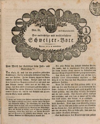 Der aufrichtige und wohlerfahrene Schweizer-Bote (Der Schweizer-Bote) Donnerstag 22. September 1825