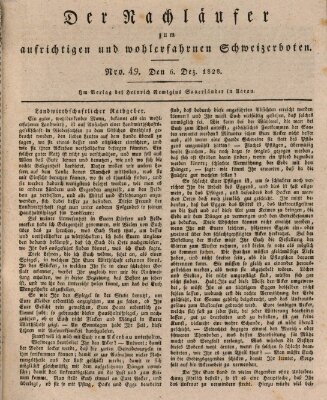 Der aufrichtige und wohlerfahrene Schweizer-Bote (Der Schweizer-Bote) Samstag 6. Dezember 1828