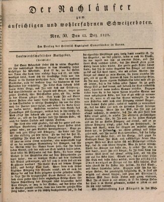 Der aufrichtige und wohlerfahrene Schweizer-Bote (Der Schweizer-Bote) Samstag 13. Dezember 1828