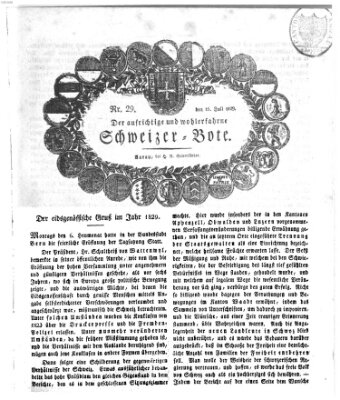 Der aufrichtige und wohlerfahrene Schweizer-Bote (Der Schweizer-Bote) Donnerstag 16. Juli 1829