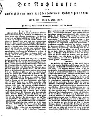 Der aufrichtige und wohlerfahrene Schweizer-Bote (Der Schweizer-Bote) Samstag 5. Dezember 1829