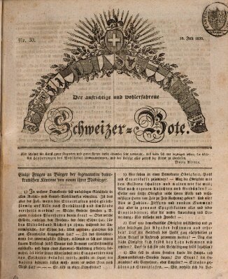 Der aufrichtige und wohlerfahrene Schweizer-Bote (Der Schweizer-Bote) Donnerstag 29. Juli 1830