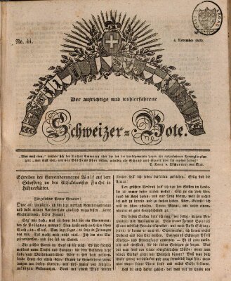 Der aufrichtige und wohlerfahrene Schweizer-Bote (Der Schweizer-Bote) Donnerstag 4. November 1830