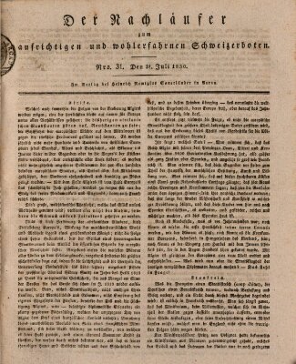 Der aufrichtige und wohlerfahrene Schweizer-Bote (Der Schweizer-Bote) Samstag 31. Juli 1830