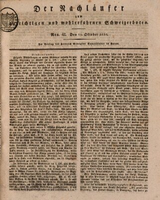 Der aufrichtige und wohlerfahrene Schweizer-Bote (Der Schweizer-Bote) Samstag 16. Oktober 1830