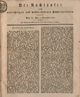 Der aufrichtige und wohlerfahrene Schweizer-Bote (Der Schweizer-Bote) Samstag 18. Dezember 1830