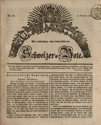 Der aufrichtige und wohlerfahrene Schweizer-Bote (Der Schweizer-Bote) Donnerstag 22. September 1831