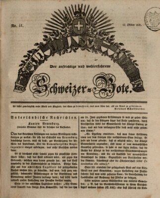 Der aufrichtige und wohlerfahrene Schweizer-Bote (Der Schweizer-Bote) Donnerstag 13. Oktober 1831