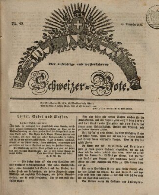 Der aufrichtige und wohlerfahrene Schweizer-Bote (Der Schweizer-Bote) Donnerstag 10. November 1831