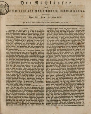 Der aufrichtige und wohlerfahrene Schweizer-Bote (Der Schweizer-Bote) Samstag 1. Oktober 1831