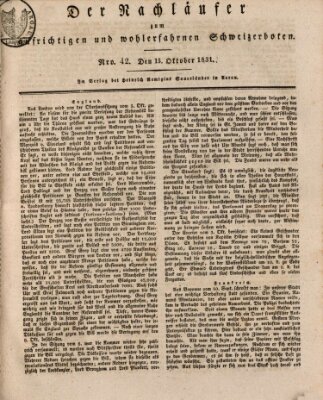 Der aufrichtige und wohlerfahrene Schweizer-Bote (Der Schweizer-Bote) Samstag 15. Oktober 1831