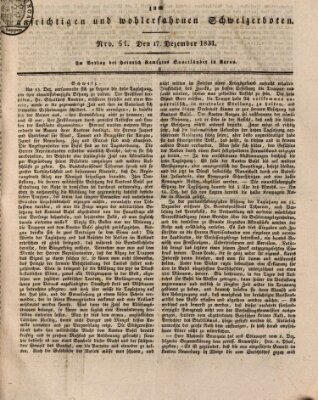 Der aufrichtige und wohlerfahrene Schweizer-Bote (Der Schweizer-Bote) Samstag 17. Dezember 1831