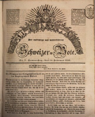 Der aufrichtige und wohlerfahrene Schweizer-Bote (Der Schweizer-Bote) Donnerstag 16. Februar 1832