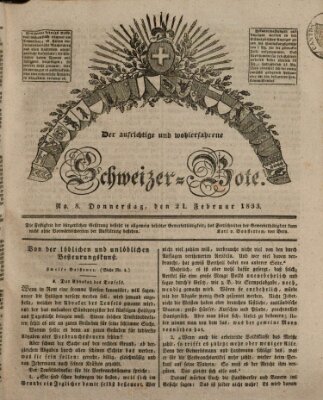 Der aufrichtige und wohlerfahrene Schweizer-Bote (Der Schweizer-Bote) Donnerstag 21. Februar 1833