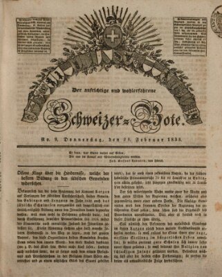 Der aufrichtige und wohlerfahrene Schweizer-Bote (Der Schweizer-Bote) Donnerstag 28. Februar 1833