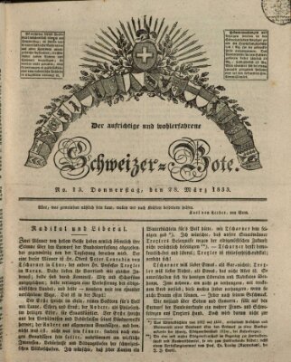 Der aufrichtige und wohlerfahrene Schweizer-Bote (Der Schweizer-Bote) Donnerstag 28. März 1833