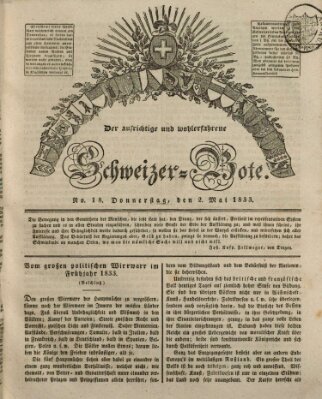 Der aufrichtige und wohlerfahrene Schweizer-Bote (Der Schweizer-Bote) Donnerstag 2. Mai 1833