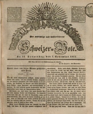 Der aufrichtige und wohlerfahrene Schweizer-Bote (Der Schweizer-Bote) Donnerstag 7. November 1833