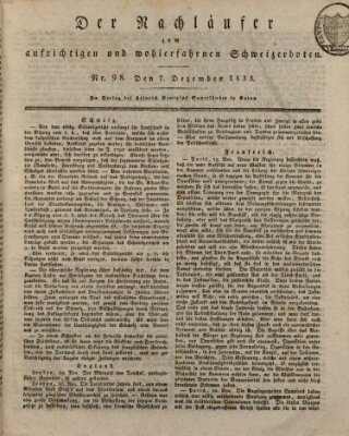 Der aufrichtige und wohlerfahrene Schweizer-Bote (Der Schweizer-Bote) Samstag 7. Dezember 1833