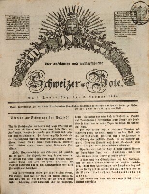 Der aufrichtige und wohlerfahrene Schweizer-Bote (Der Schweizer-Bote) Donnerstag 2. Januar 1834