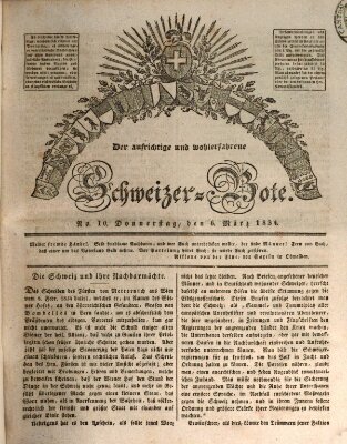 Der aufrichtige und wohlerfahrene Schweizer-Bote (Der Schweizer-Bote) Donnerstag 6. März 1834