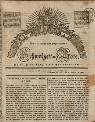 Der aufrichtige und wohlerfahrene Schweizer-Bote (Der Schweizer-Bote) Donnerstag 4. September 1834